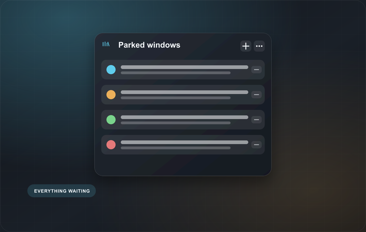 ParkShelf Windows concept artwork showing parked windows as cards.